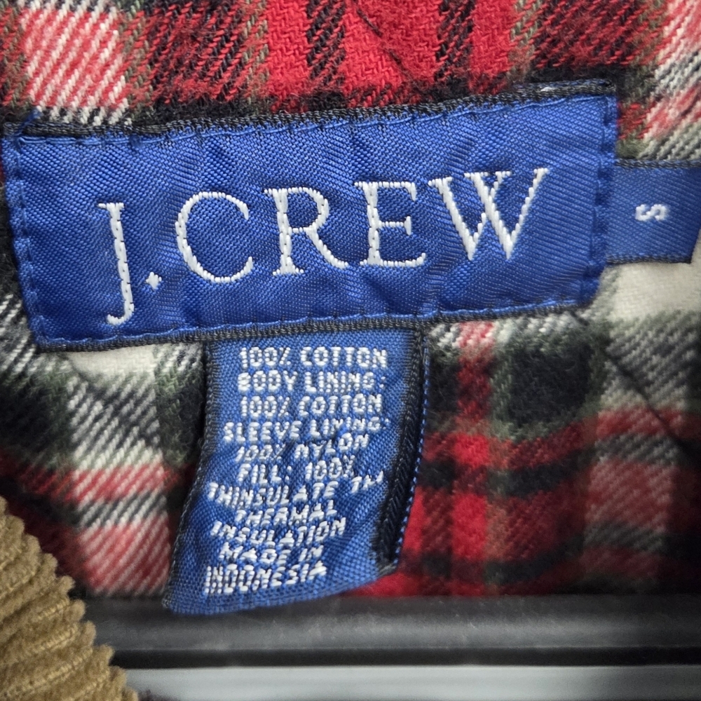 Vintage J.Crew Mens Barn Chore Jacket Coat Thinsulate Plaid Lined Brown Sz Small - Picture 5 of 5